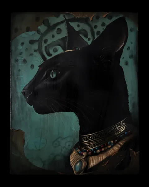 "Bastet", Tuval üzerine karışık teknik, 40x50cm,2026 görseli