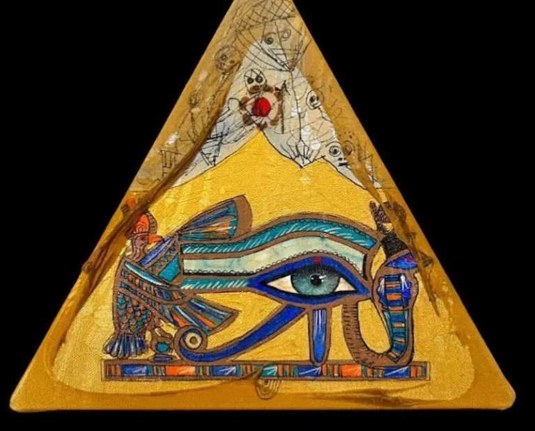 “Horus’un Gözü” Tuval üzerine karışık teknik, 30x30 cm