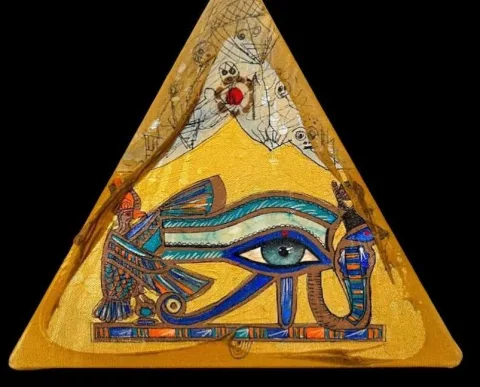 “Horus’un Gözü” Tuval üzerine karışık teknik, 30x30 cm görseli