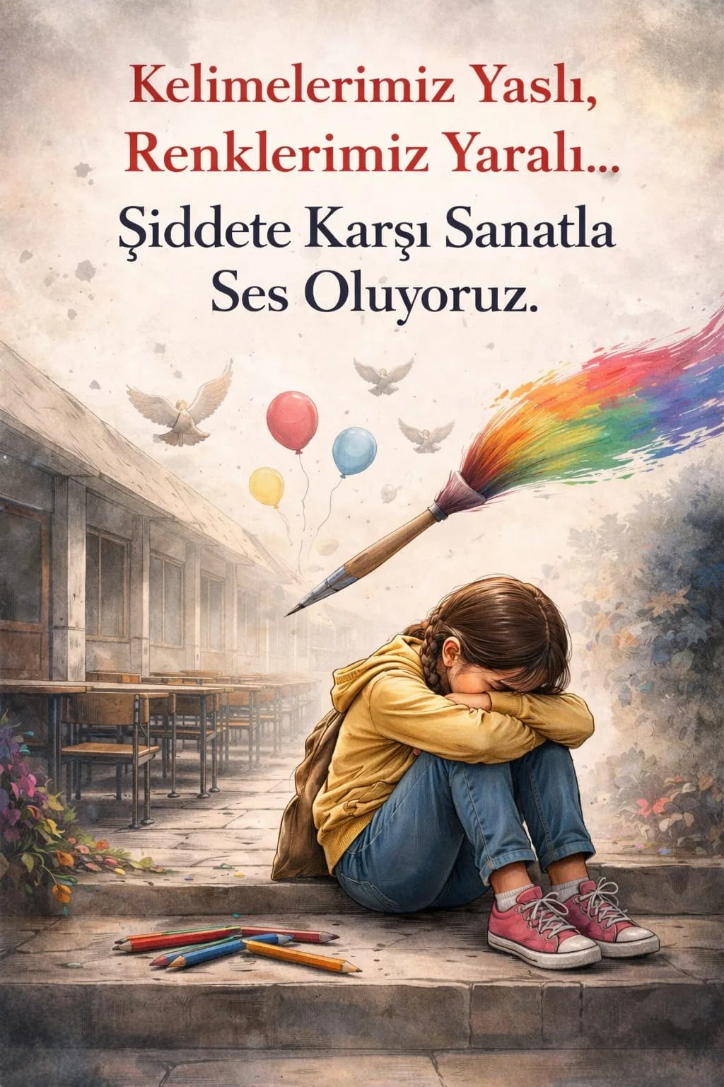 Kelimelerimiz Yaslı, Renklerimiz Yaralı, Şiddete Karşı Sanatla Ses Oluyoruz.