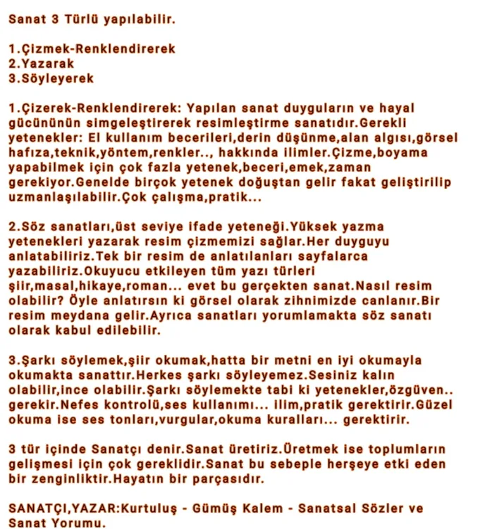 Sanat 3 Türlü yapılabilir - Yazar Kurtuluş