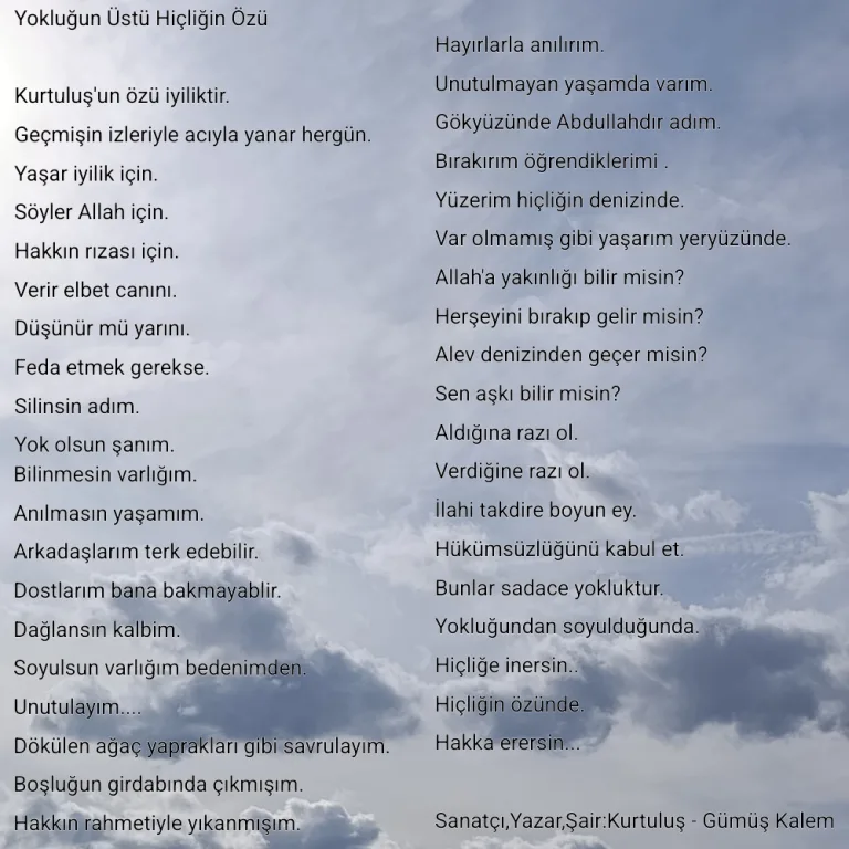 Yokluğun Üstü Hiçliğin Özü - Şiir